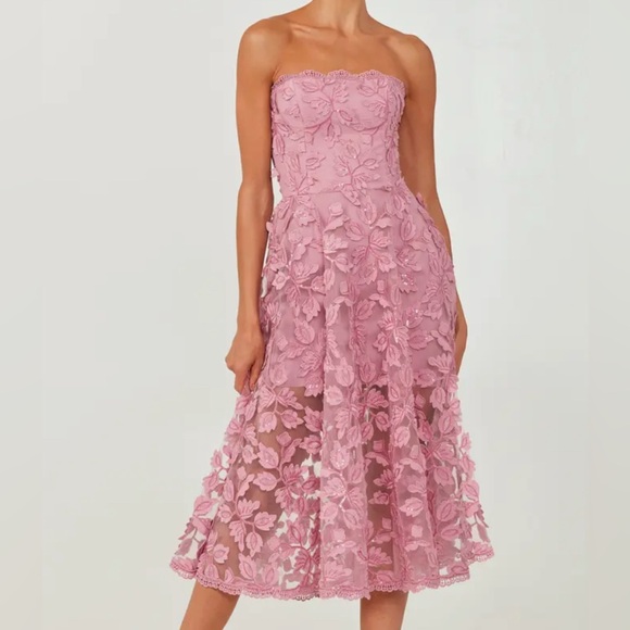 Helsi Florence sequin floral strapless midi dress Ladies size small Orchid pink - Picture 1 of 12